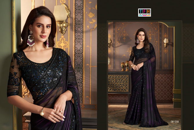 Sandalwood 12th Edition By Tfh Heavy Designer Party Wear Sarees Wholesale Market In Surat